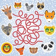 funny animals - labyrinth game for Preschool Children Vector