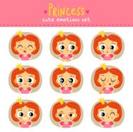 Princess little girl cute emotions set