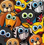 Group of funny animals - cats dogs and deer