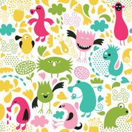 Seamless pattern with cute monsters N2