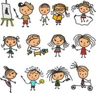 set vector illustrations of children