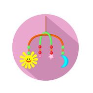 baby rattle flat icon with long shadow N11