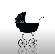 baby stroller old black vector
