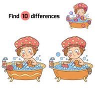 Find differences (little girl in the bathroom)