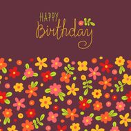 Card Happy Birthday with cute flowers