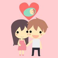 cute couple and baby