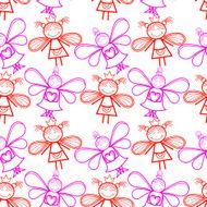 Seamless pattern with little fairies