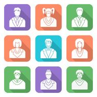 various white color flat design people in glasses icons set