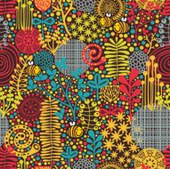 Seamless pattern with flowers and bees