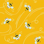 Seamless pattern with funny bees N3