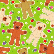 Teddies and berries seamless pattern