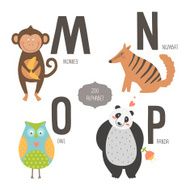 Cute vector zoo alphabet N7
