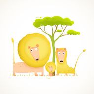 Lions Family Portrait Funny Cartoon