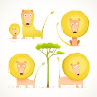 Lion Family Collection Cartoon Mom Dad and Kid