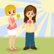 Girls Eating Ice-cream (vector)