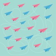 Pink and blue planes with dash lines Pattern