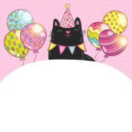 Happy Birthday card background with a cat N16