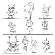 hand drawing cartoon happy kids and positive words N6