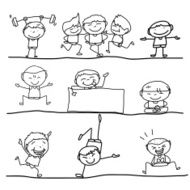 hand drawing cartoon happy kids and positive words N7