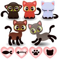 Set of various cute little kittens