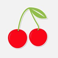 Two cherries with green leaf Card