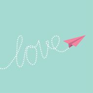 Origami paper plane in the sky Love card