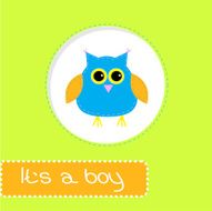 Baby shower card with blue owl It&#039;s a boy