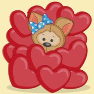 Puppy in hearts