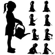 Vector silhouette of a little girl N30