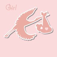 Flat Stork flying with baby girl Newborn collection