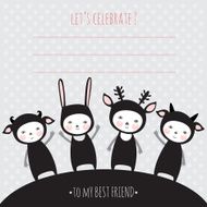 greeting card with funny kids monsters party invitation N2