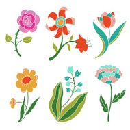 Lovely colored vector flowers vintage style