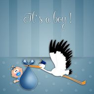 stork with baby boy for birth