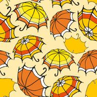 Seamless pattern with hand drawn decorative colorful umbrellas