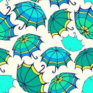 Seamless pattern with hand drawn decorative colorful umbrellas N2