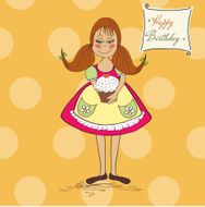 funny girl with birthday cake N3