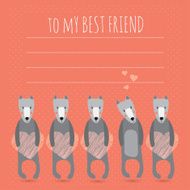 romantic greeting card with cute dogs and hearts