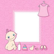 Sweet baby girl announcement card style cartoon