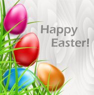 Easter eggs on white wood background
