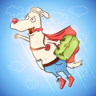 Cartoon flying dog having a trip N2