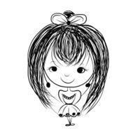 Cute Girl Smiling Sketch For Your Design N23