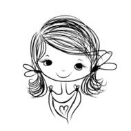 Cute Girl Smiling Sketch For Your Design N24