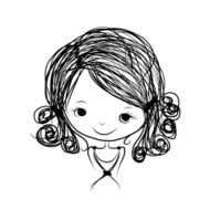 Cute Girl Smiling Sketch For Your Design N25