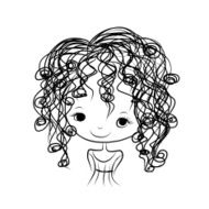 Cute Girl Smiling Sketch For Your Design N26