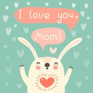 Greeting card for mom with cute rabbit N4