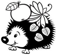 cartoon hedgehog black white