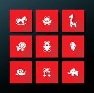 Vector flat baby toy icon set N6