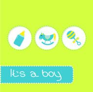 Baby boy shower card with bottle horse and pacifier N2