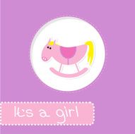 Baby girl shower card with cute horse