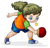 Caucasian girl playing table tennis